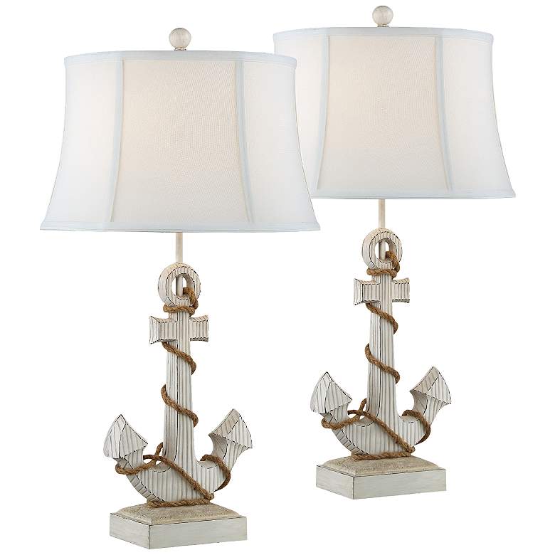 Image 1 Stoneburn Anchor and Rope Table Lamp Set of 2