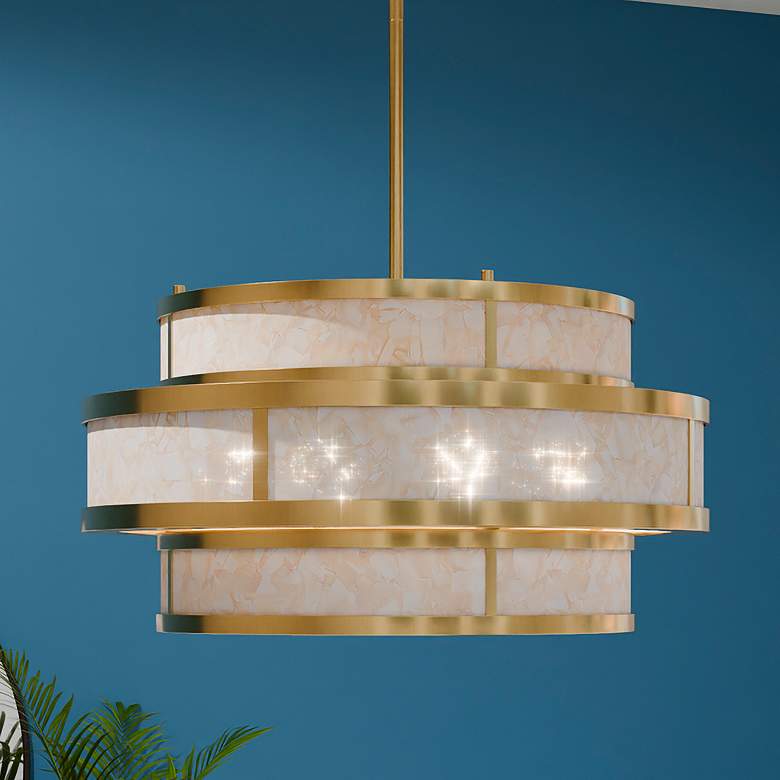 Image 1 Stoneland 6-Light Brushed Gold Pendant Light