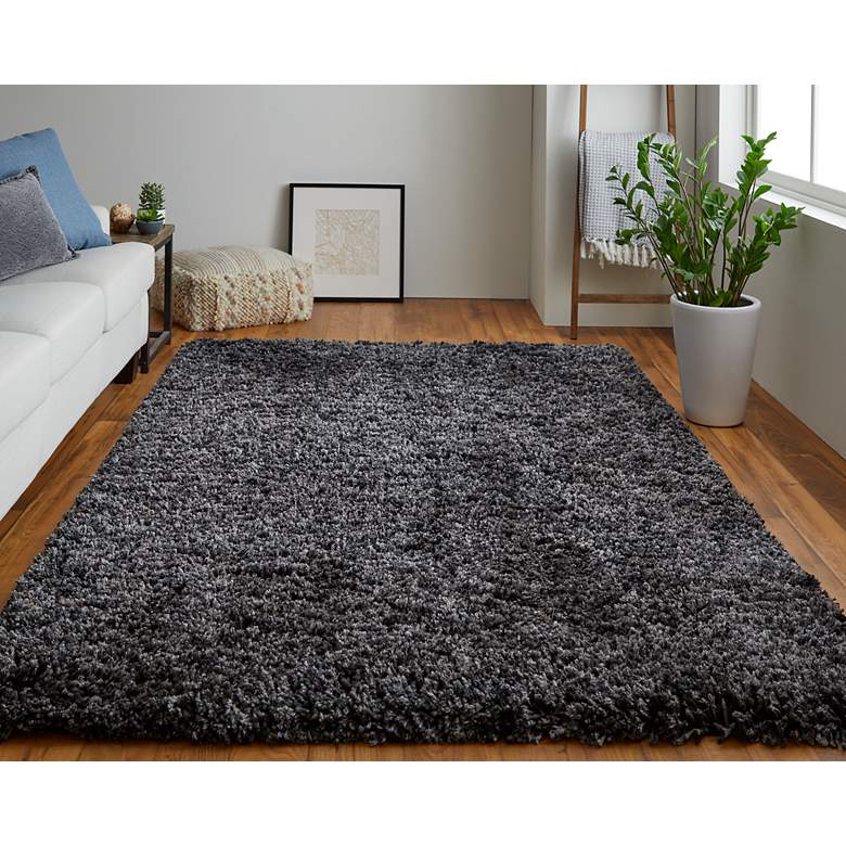 Image 1 Stoneleigh 8830F 5&#39;x8&#39; Noir Black Rectangular Shag Area Rug