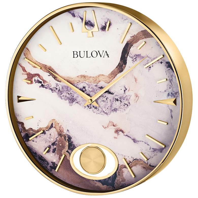 Image 1 Stonemont Gold and Natural Marble 15 3/4 inchRound Wall Clock