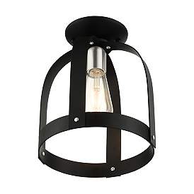 Image5 of Stoneridge 1 Light Textured Black Petite Semi Flush more views