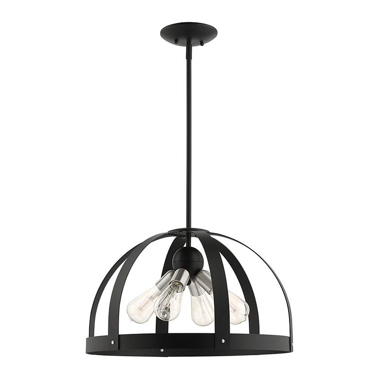 Image 3 Stoneridge 4 Light Textured Black Pendant Chandelier more views