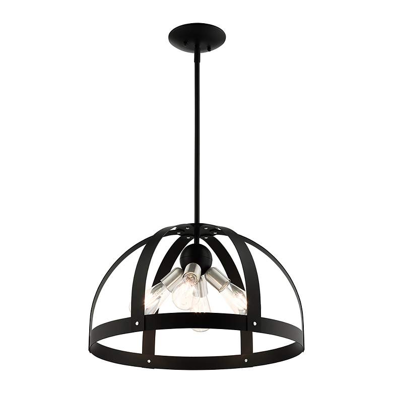 Image 6 Stoneridge 4 Light Textured Black Pendant Chandelier more views