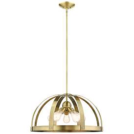 Image1 of Stoneridge 5 Light Antique Brass Pendant Chandelier
