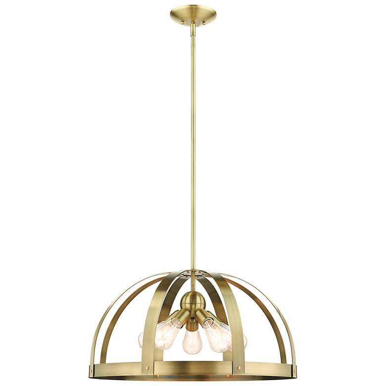 Image 2 Stoneridge 5 Light Antique Brass Pendant Chandelier