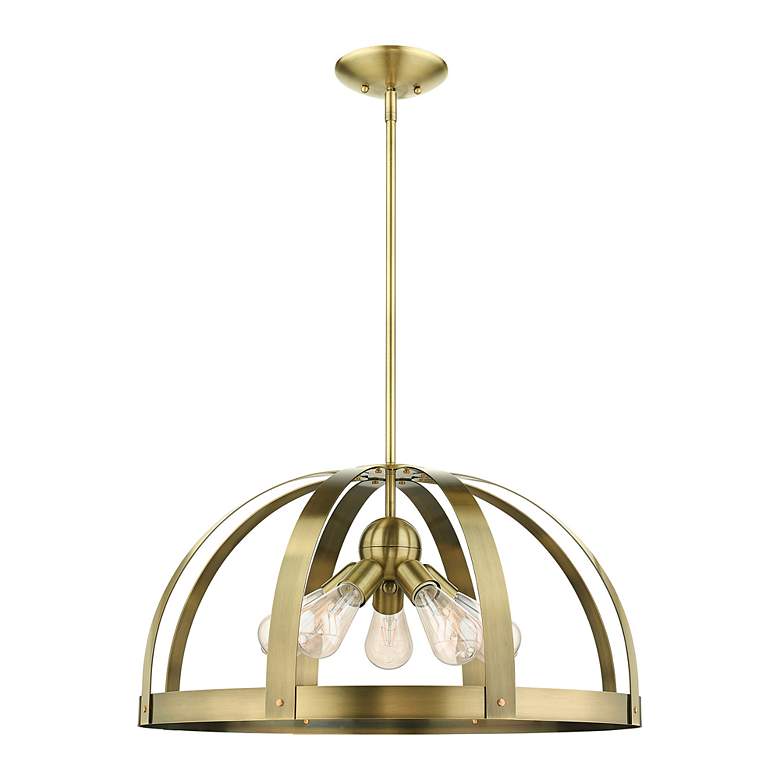 Image 3 Stoneridge 5 Light Antique Brass Pendant Chandelier more views