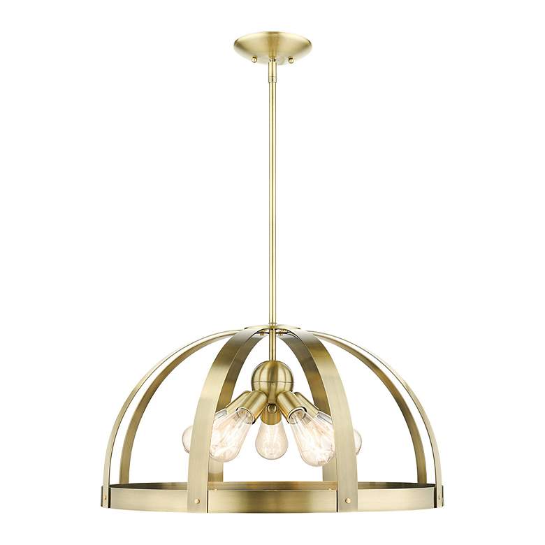Image 4 Stoneridge 5 Light Antique Brass Pendant Chandelier more views