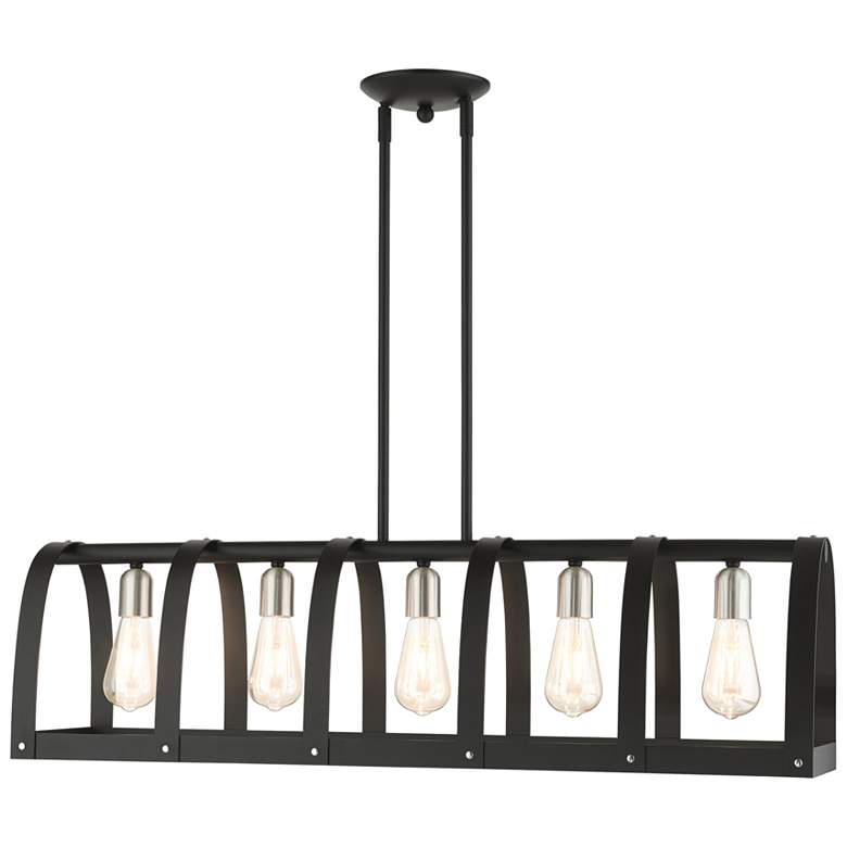 Image 1 Stoneridge 5 Light Textured Black Linear Chandelier