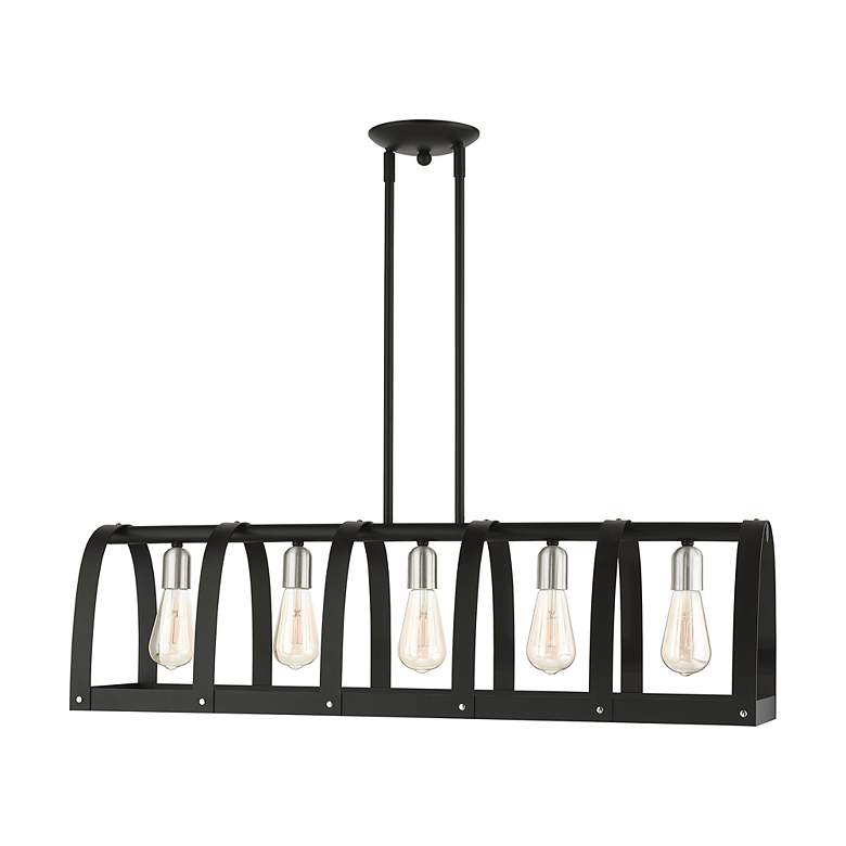 Image 2 Stoneridge 5 Light Textured Black Linear Chandelier more views