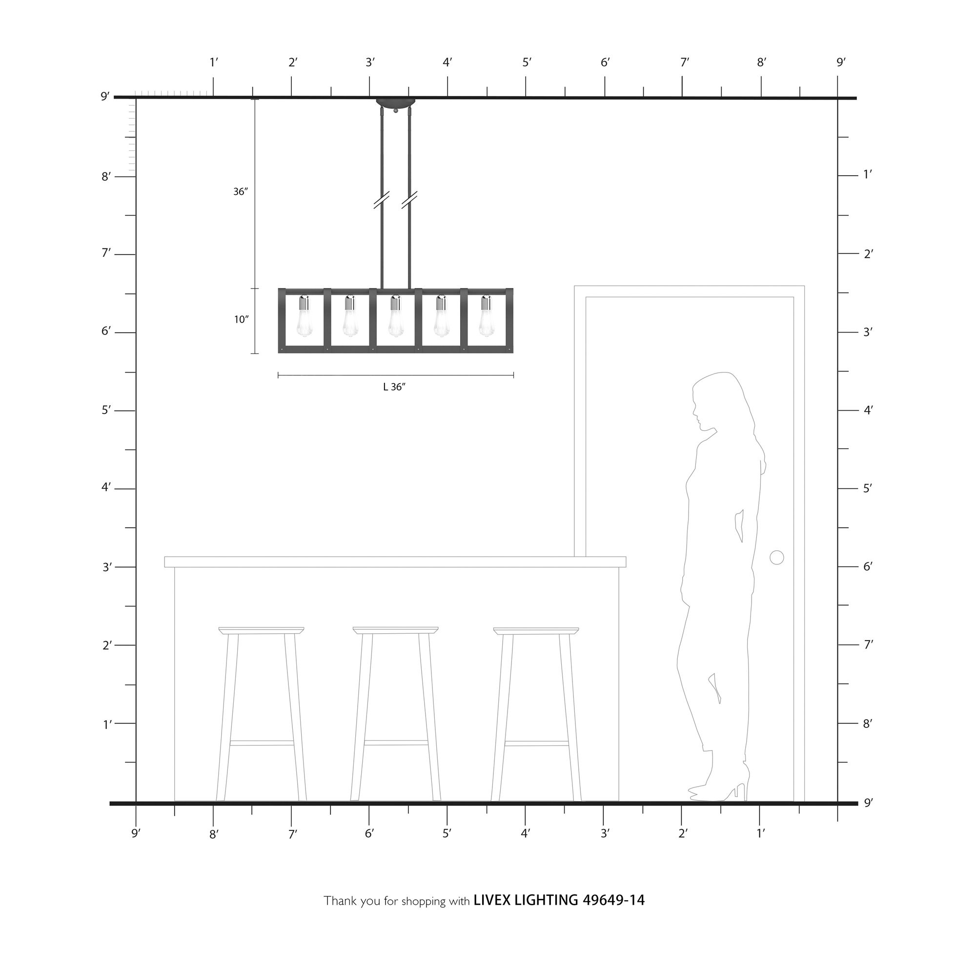 Stoneridge 5 Light Textured Black Linear Chandelier