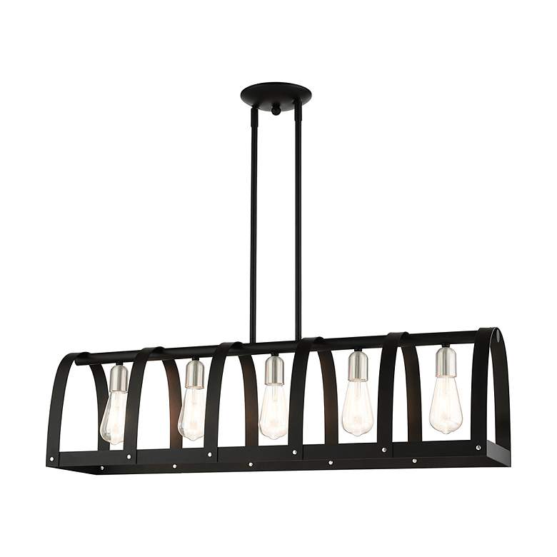 Image 4 Stoneridge 5 Light Textured Black Linear Chandelier more views