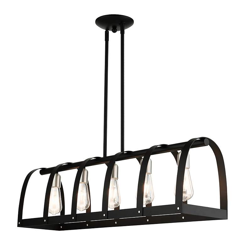 Image 5 Stoneridge 5 Light Textured Black Linear Chandelier more views