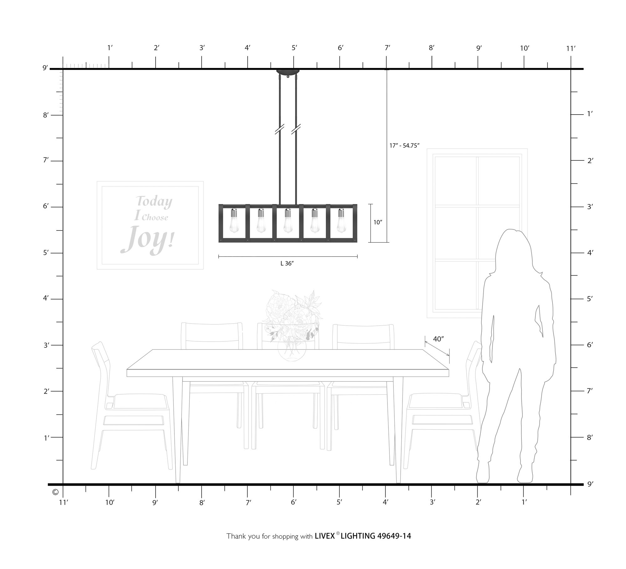 Stoneridge 5 Light Textured Black Linear Chandelier