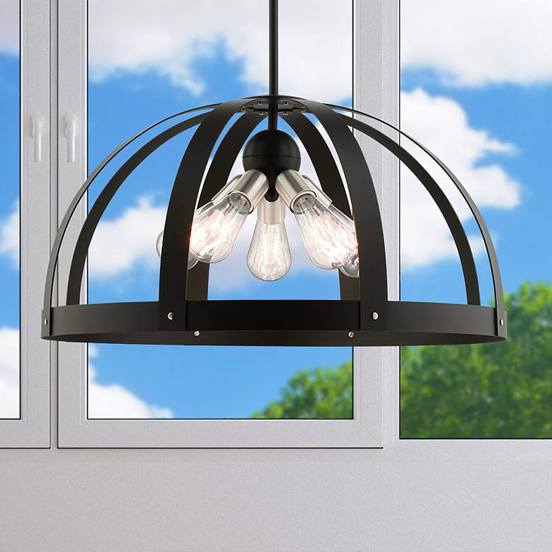 Image 1 Stoneridge 5 Light Textured Black Pendant Chandelier