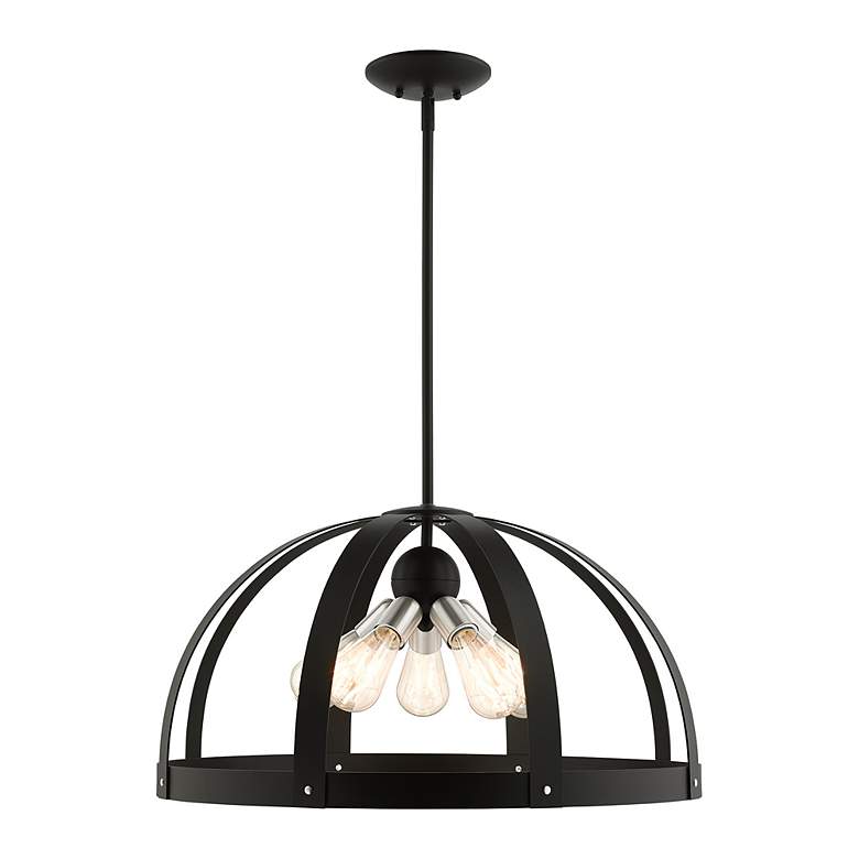 Image 4 Stoneridge 5 Light Textured Black Pendant Chandelier more views