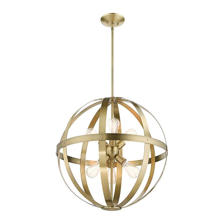 Image 5 Stoneridge 6 Light Antique Brass Pendant Chandelier more views