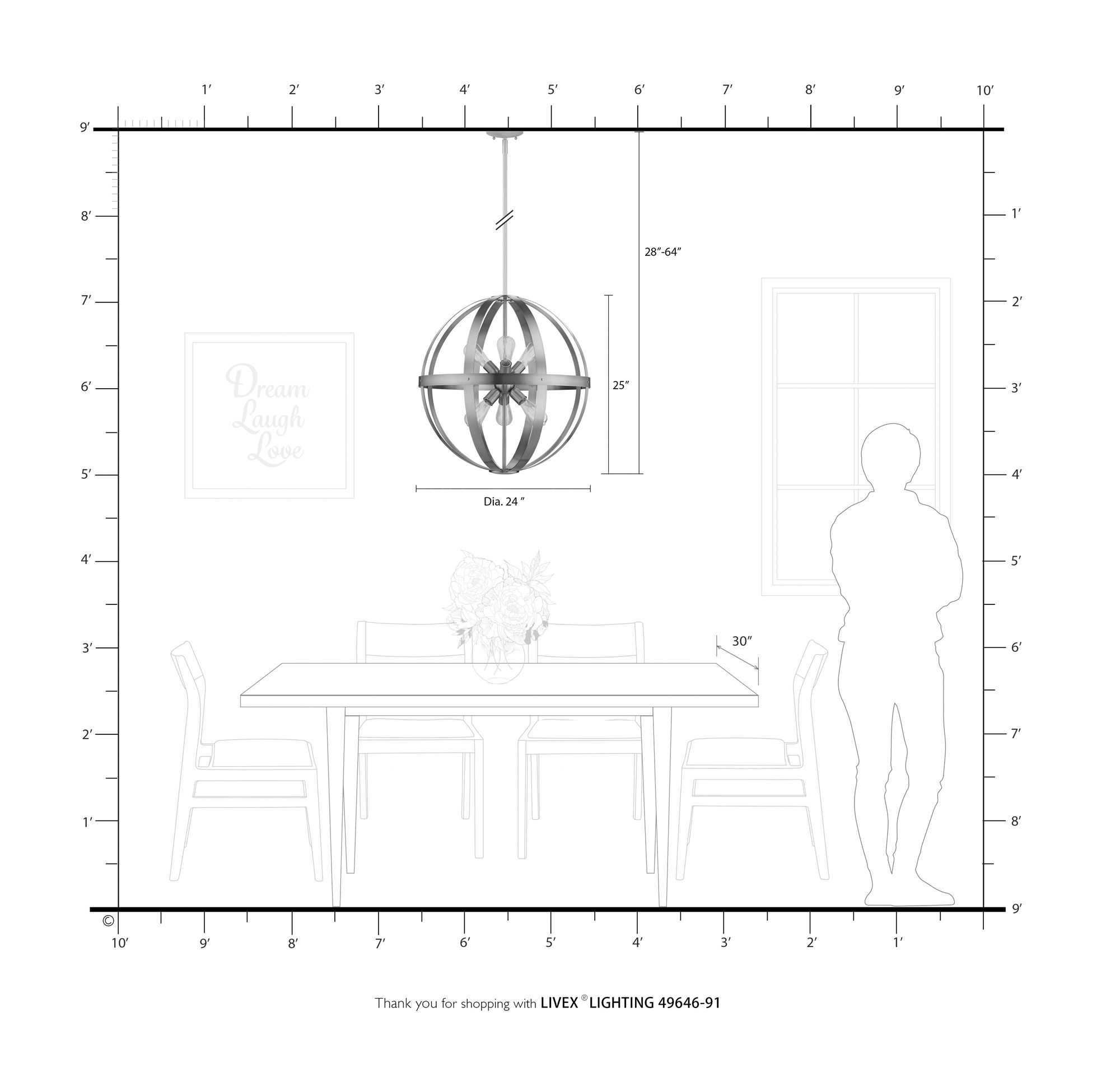 Stoneridge 6 Light Brushed Nickel Pendant Chandelier