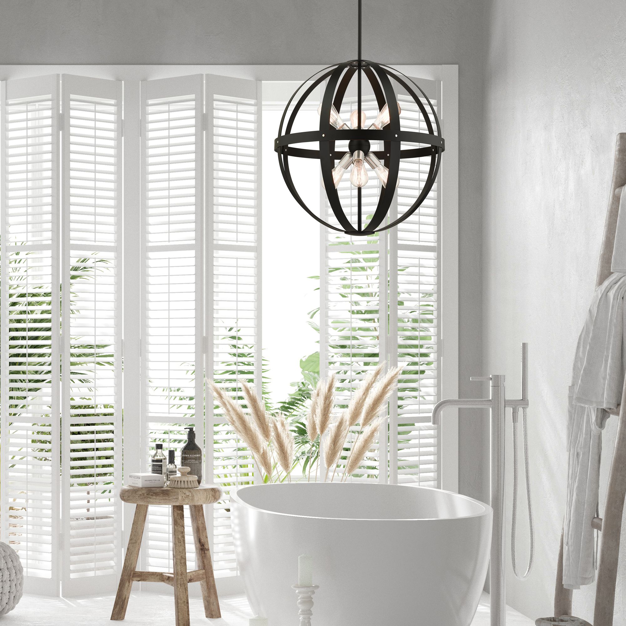 Stoneridge 6 Light Textured Black Pendant Chandelier