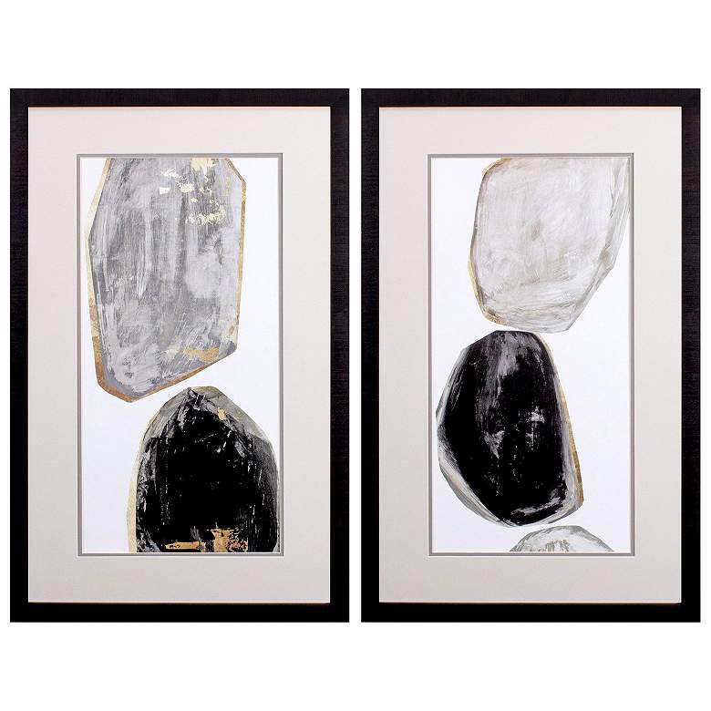 Image 1 Stones 20"W x 32"H Framed Art Set of 2
