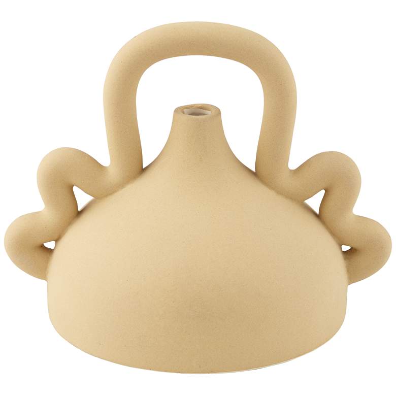 Image 1 Stoneware Beige 6 1/4" High Aromatherapy Bottle Vase with Handle