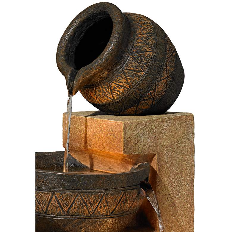 Image 3 Stoneware Bowl and Jar 46" Indoor-Outdoor Rustic Fountain with Light more views