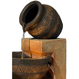 Image3 of Stoneware Bowl and Jar 46" Indoor-Outdoor Rustic Fountain with Light more views