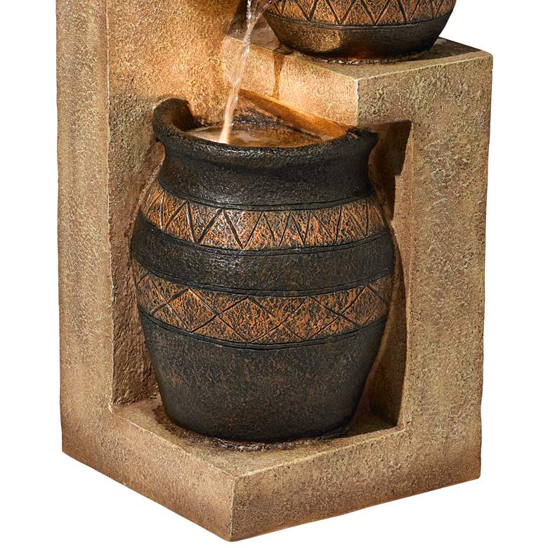 Image 4 Stoneware Bowl and Jar 46 inch Indoor-Outdoor Rustic Fountain with Light more views