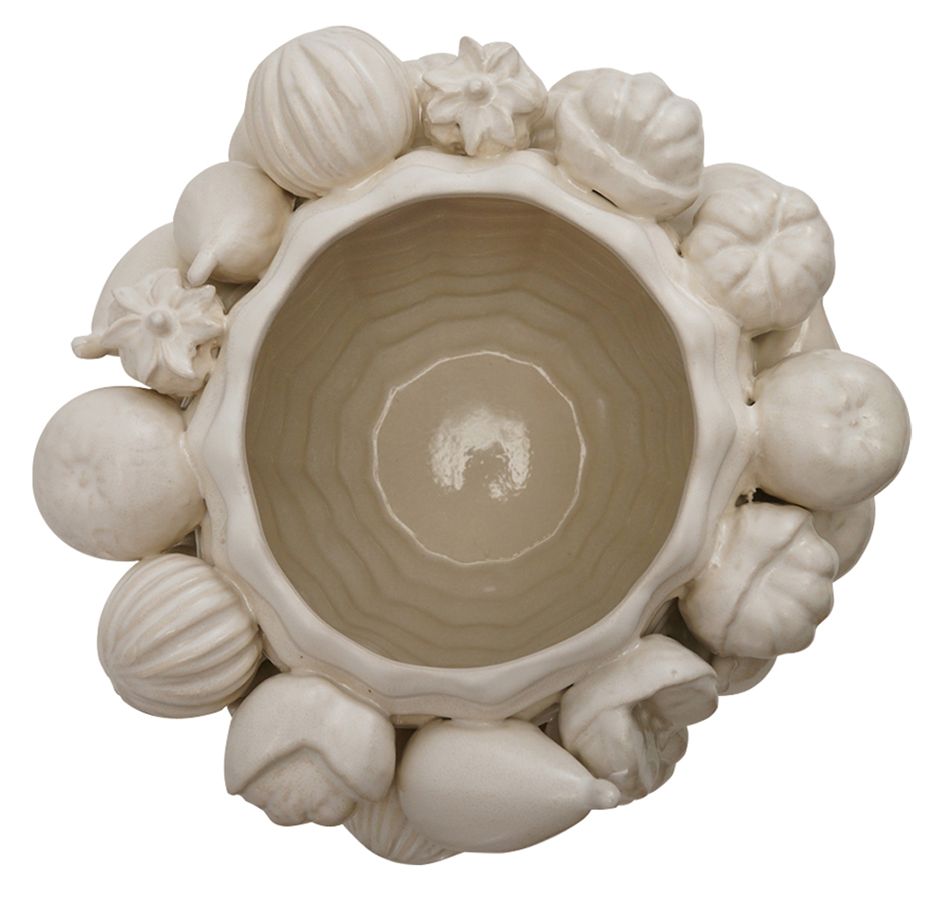 Image 2 Stoneware Planter with 3D Fruit Design, Matte White more views