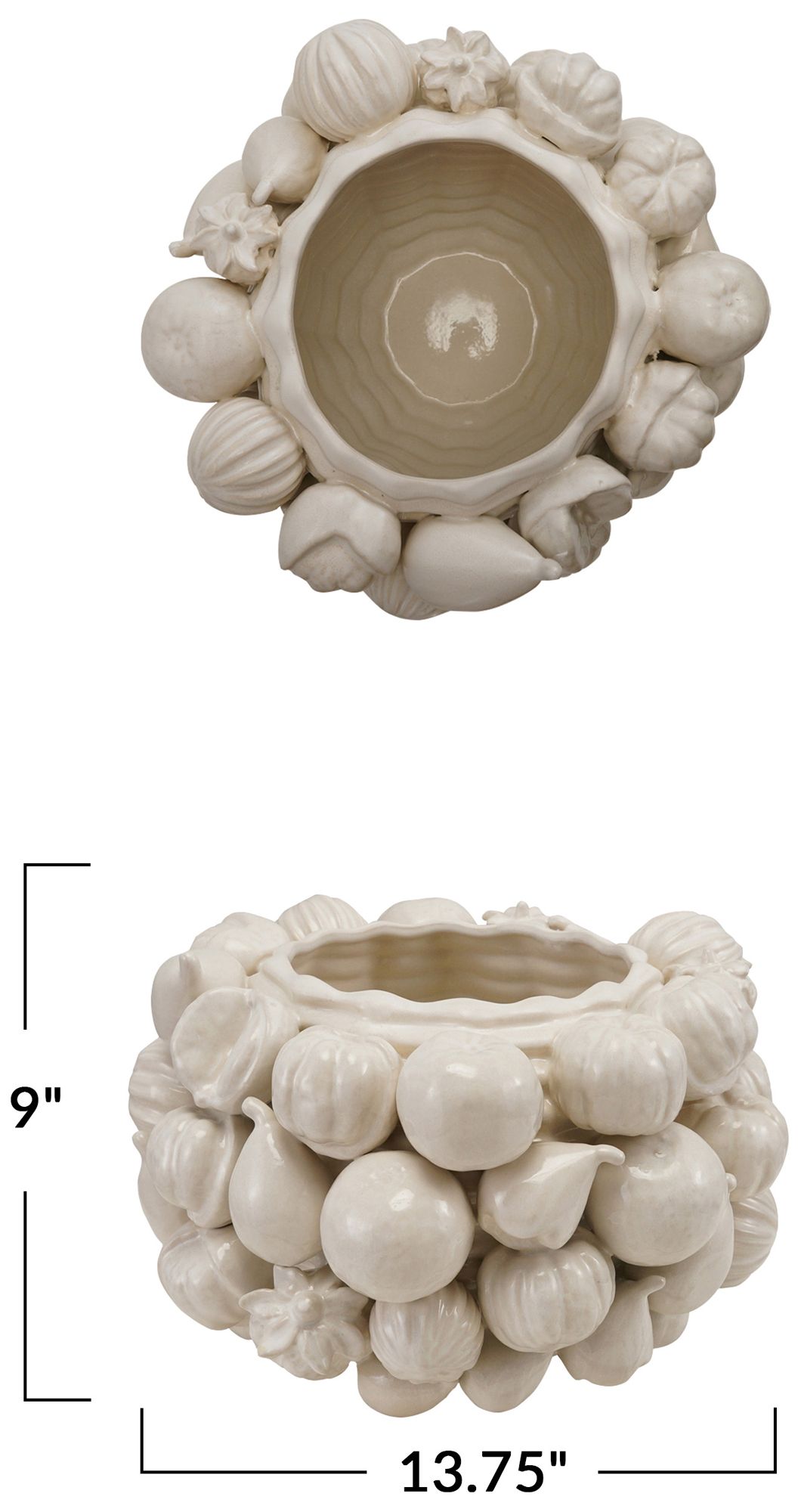 Image 3 Stoneware Planter with 3D Fruit Design, Matte White more views