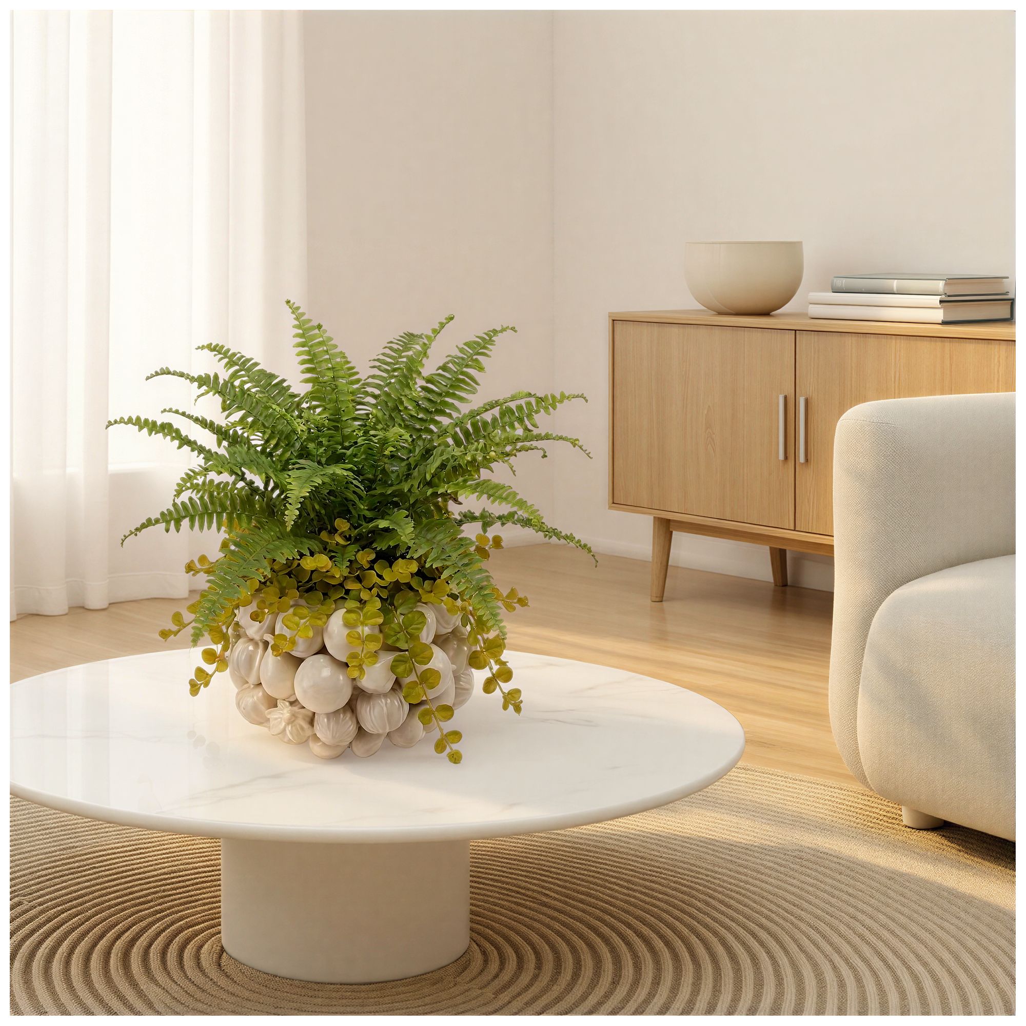 Image 4 Stoneware Planter with 3D Fruit Design, Matte White more views