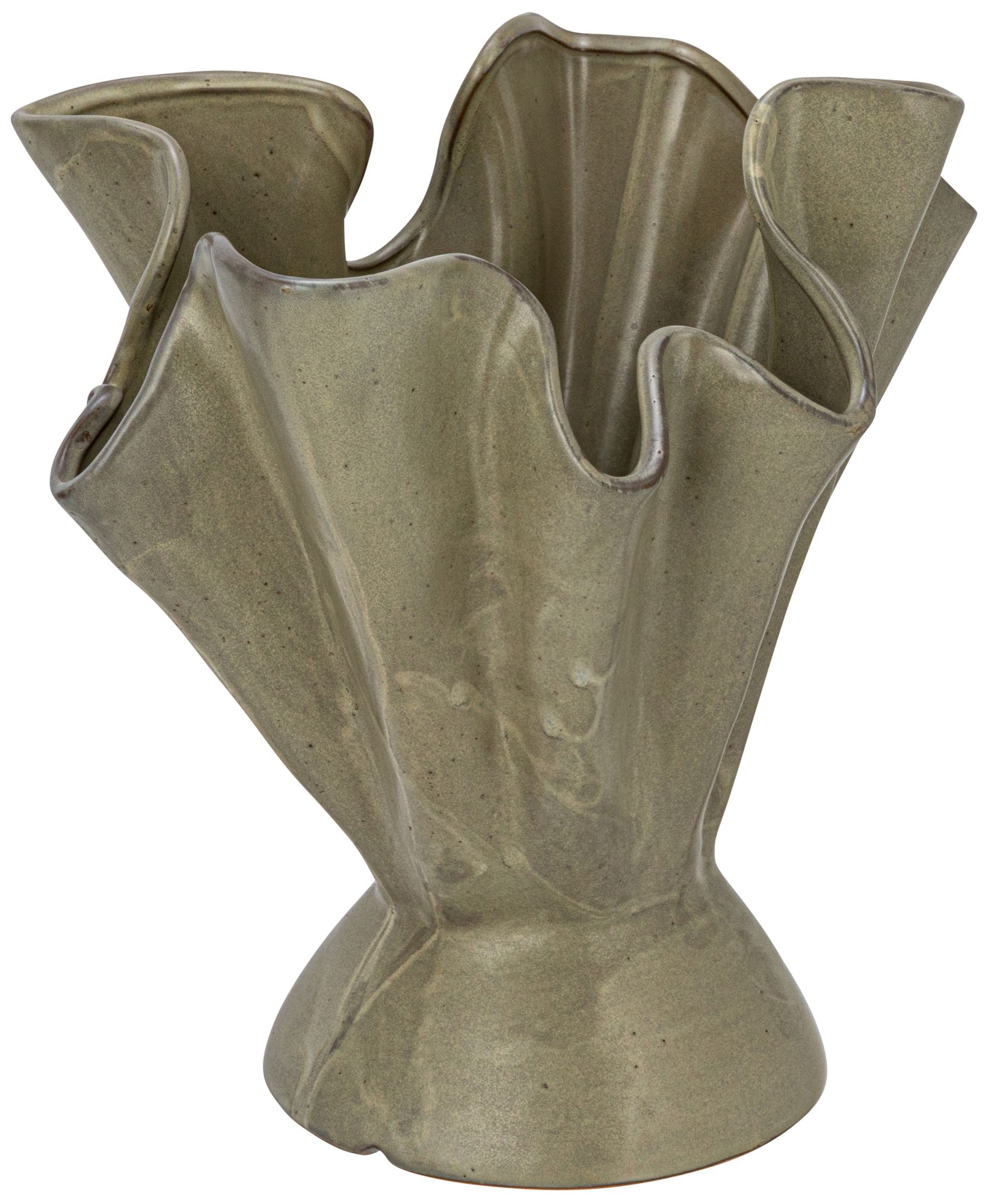 Image 2 Stoneware Ruffled Vase with Reactive Glaze, Sage more views