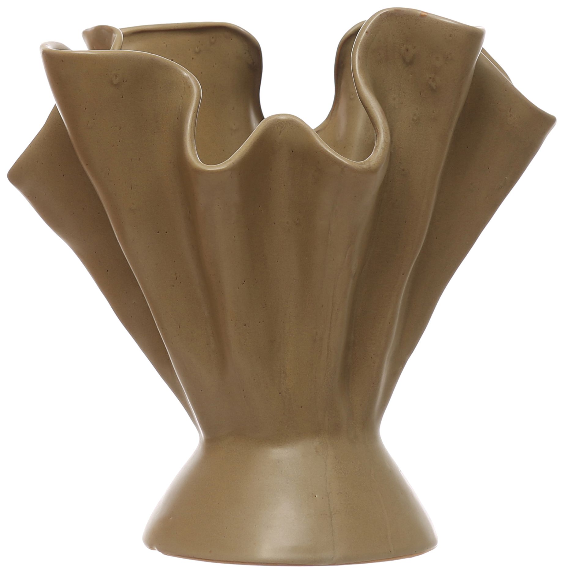 Image 3 Stoneware Ruffled Vase with Reactive Glaze, Sage more views