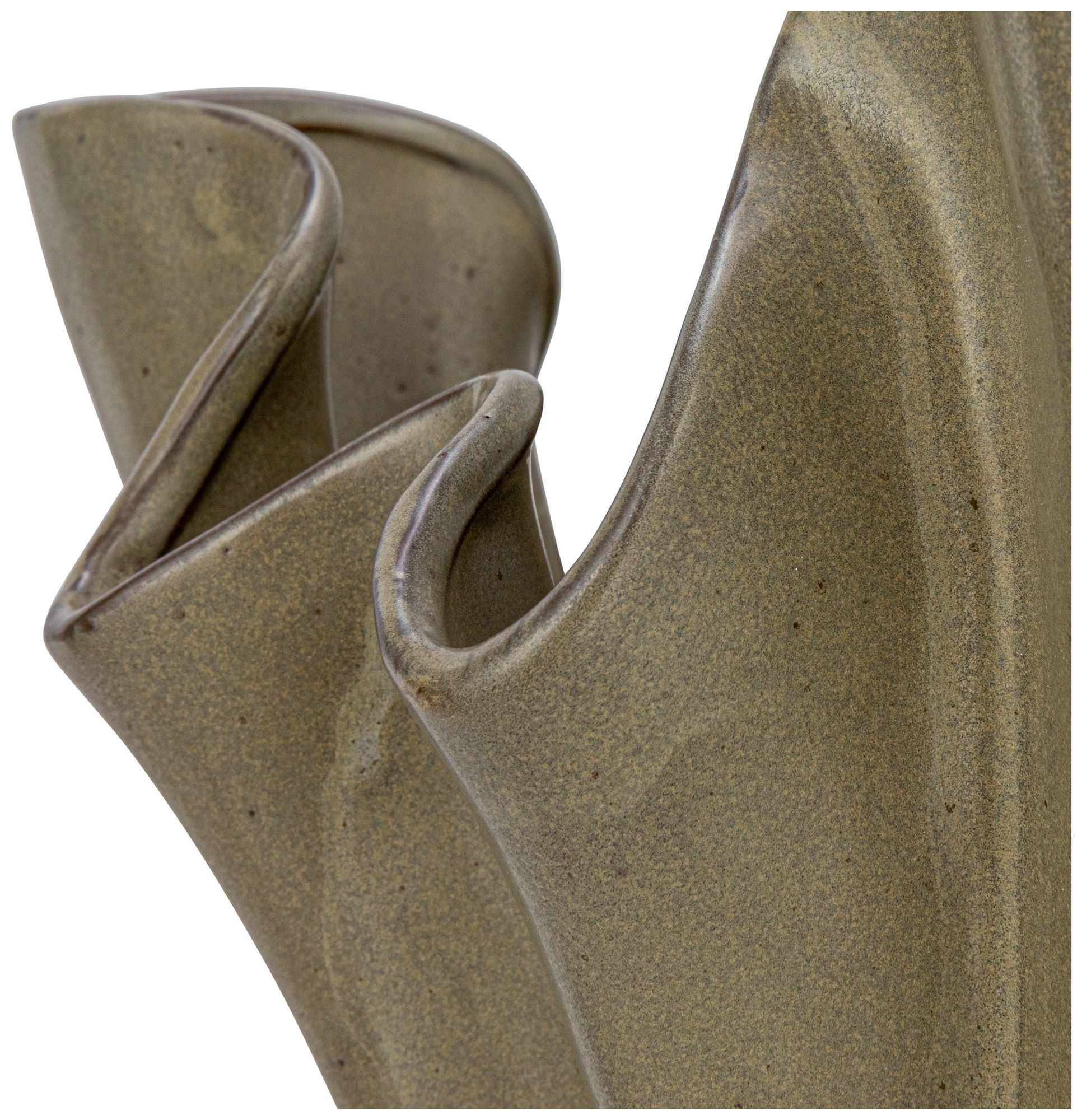Image 5 Stoneware Ruffled Vase with Reactive Glaze, Sage more views