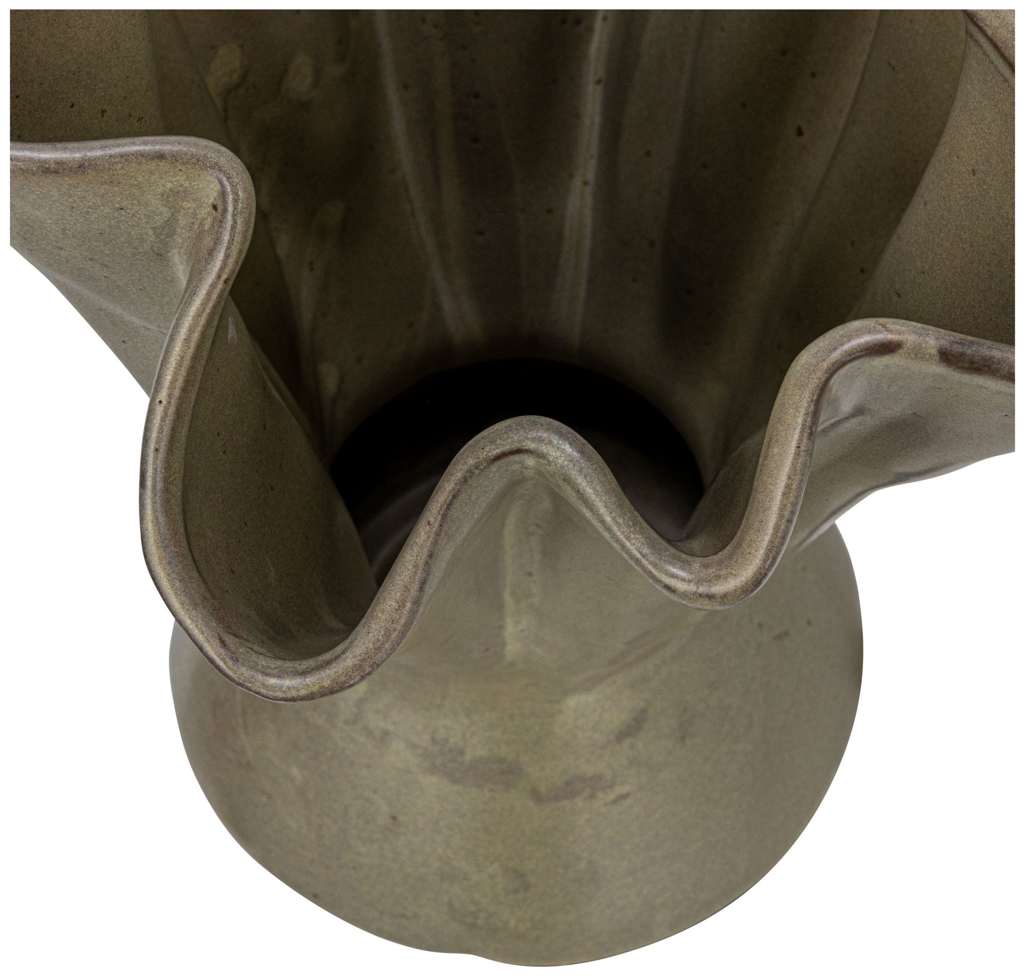 Image 6 Stoneware Ruffled Vase with Reactive Glaze, Sage more views