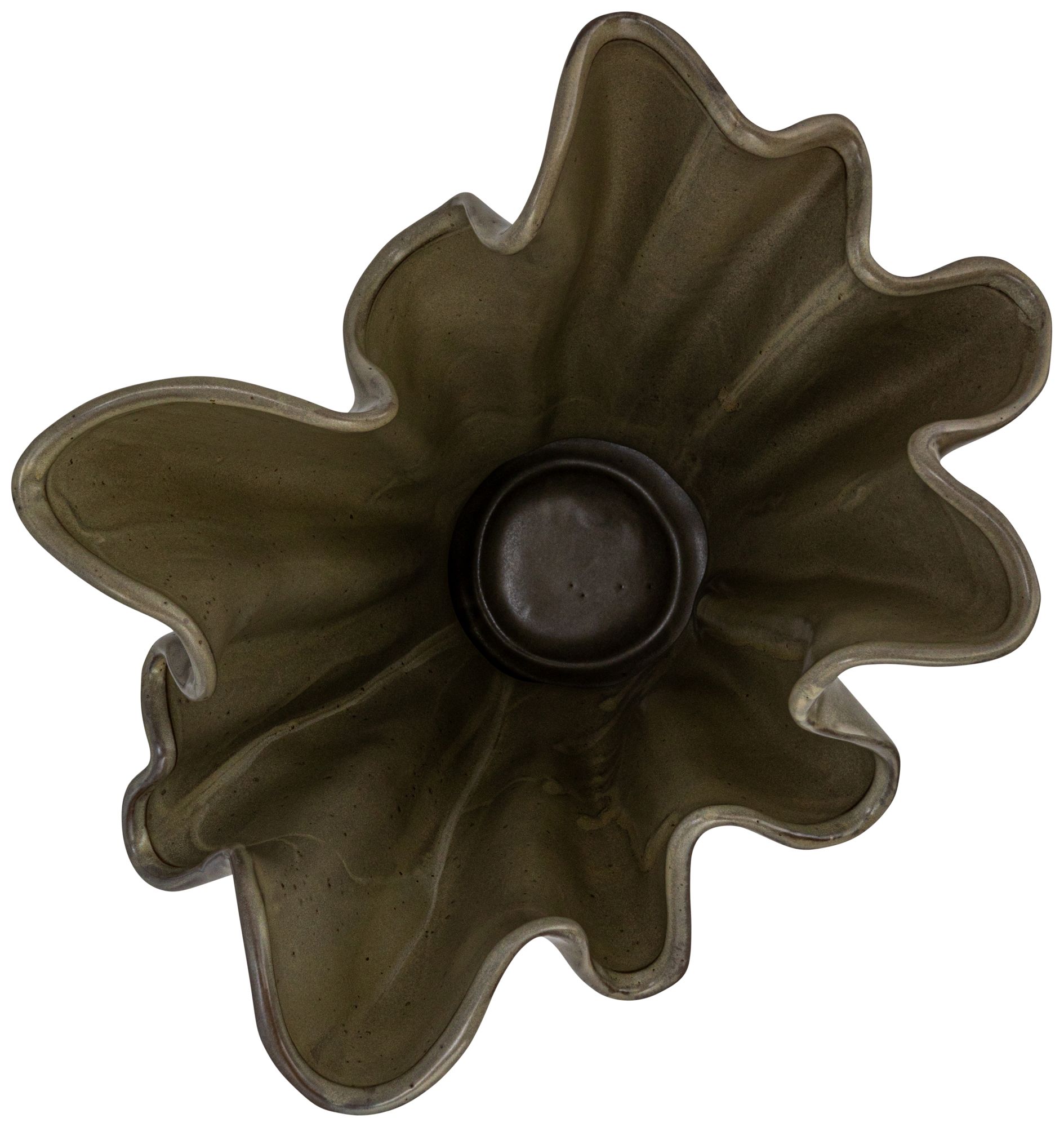Image 7 Stoneware Ruffled Vase with Reactive Glaze, Sage more views