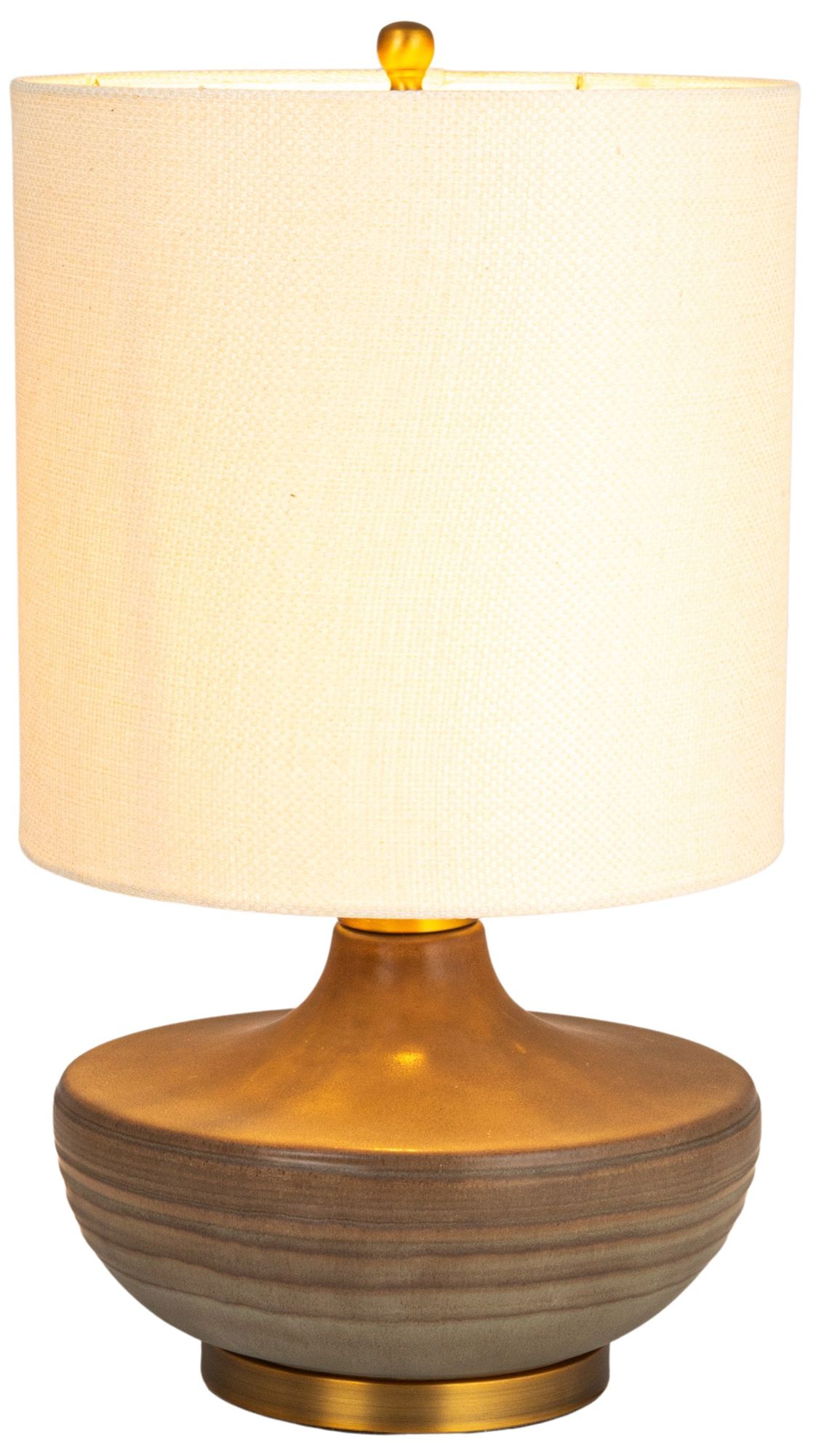 Stoneware Table Lamp with Elongated Drum