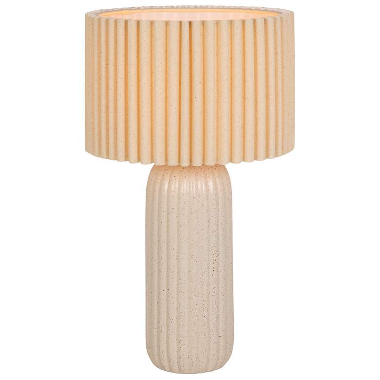 Round Ribbed Table Lamp Stoneware Table Lamp with Ribbed Linen S - #9151V | Lamps Plus
