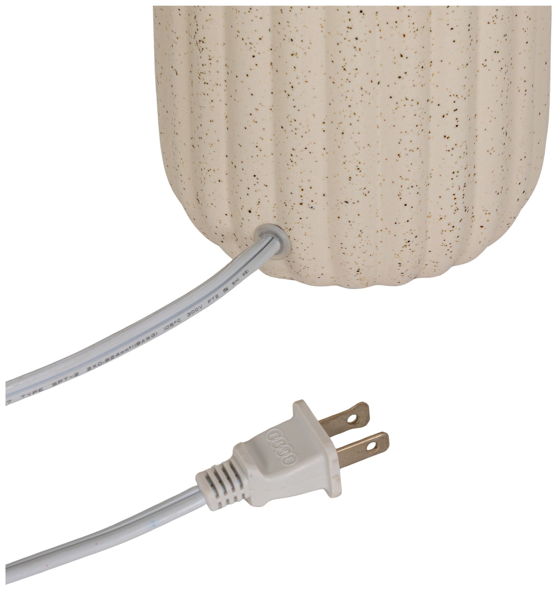 Stoneware Table Lamp with Ribbed Linen S