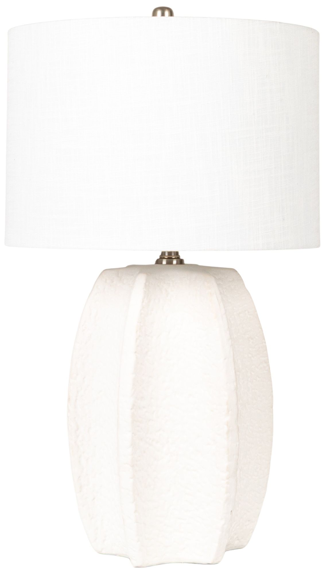 Stoneware Table Lamp with Sculpted Edge,