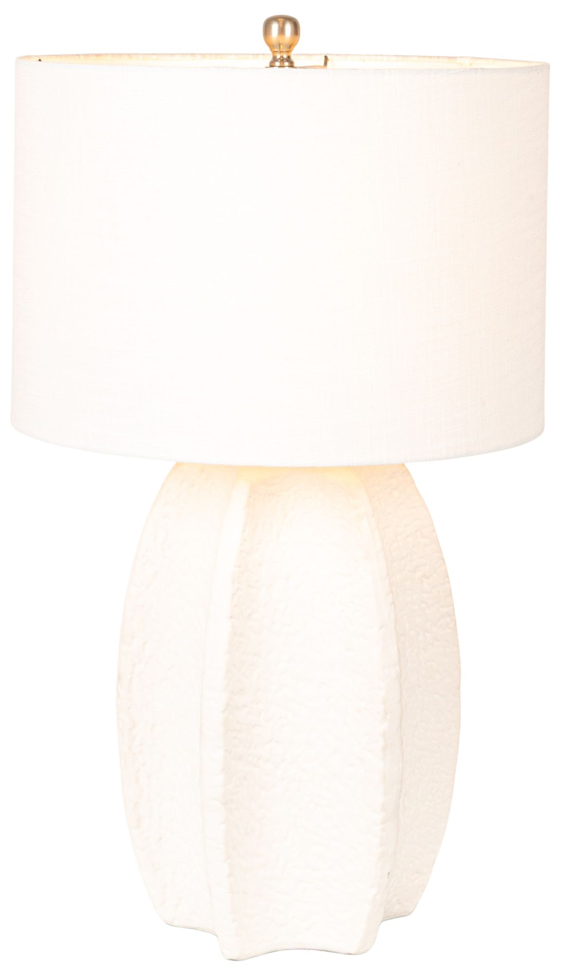 Stoneware Table Lamp with Sculpted Edge,