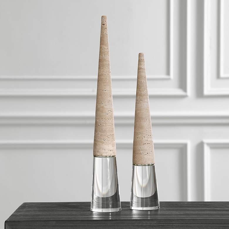 Image 3 Stoney Point Travertine and Clear Crystal Sculptures Set of 2 more views