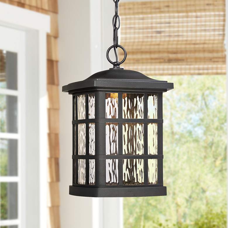 Image 1 Stonington 15"H Mystic Black LED Outdoor Hanging Light