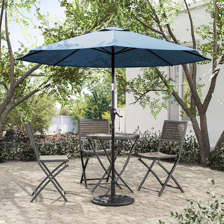 Image 1 Stor 9-Foot Blue Market Tilt Patio Umbrella w/ Carrying Bag