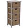 Storage Chest of 4 Drawers White Solid Wood and Natural Wicker Baskets