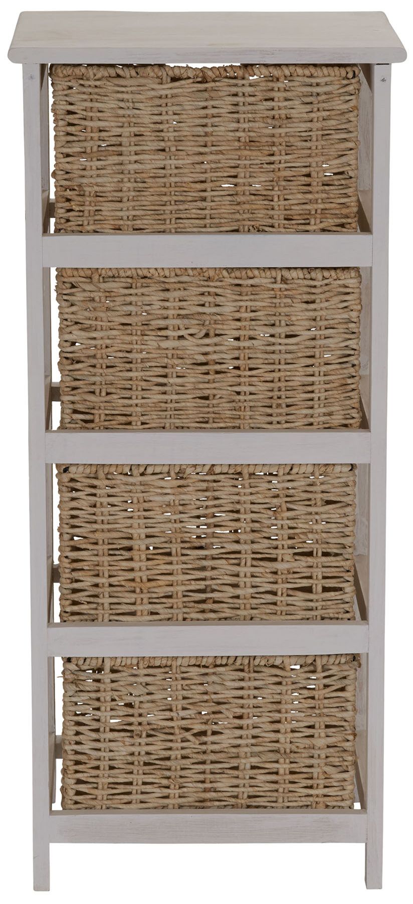 Image 3 Storage Chest of 4 Drawers White Solid Wood and Natural Wicker Baskets more views