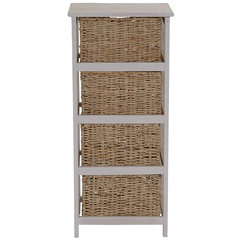 Image 3 Storage Chest of 4 Drawers White Solid Wood and Natural Wicker Baskets more views