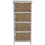3_Storage Chest of 4 Drawers White Solid Wood and Natural Wicker Baskets more views