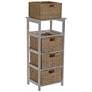 4_Storage Chest of 4 Drawers White Solid Wood and Natural Wicker Baskets more views