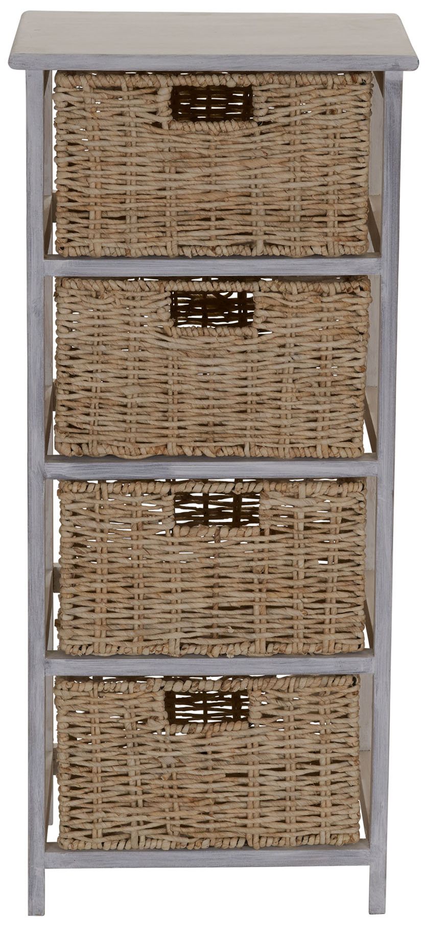 Image 5 Storage Chest of 4 Drawers White Solid Wood and Natural Wicker Baskets more views