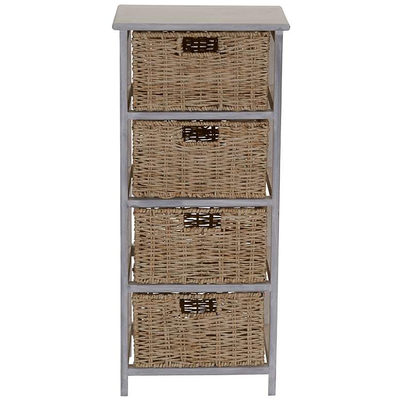 Image 5 Storage Chest of 4 Drawers White Solid Wood and Natural Wicker Baskets more views